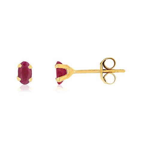 Boucles D Oreilles Or 750 Jaune Rubis Ovales MATY