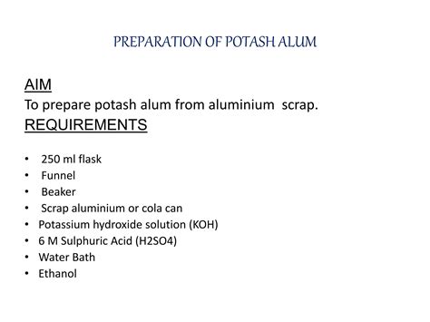 Preparation Of Potash Alum Chemistry Project Ppt