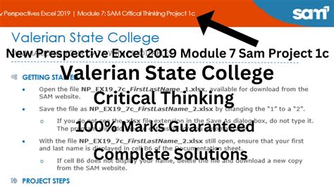 Excel Module Sam Critical Thinking Project C Valerian State College