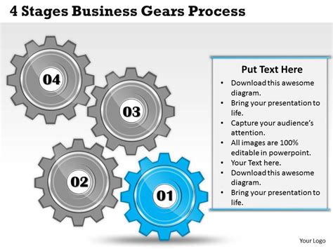 1013 Business Ppt Diagram 4 Stages Business Gears Process Powerpoint