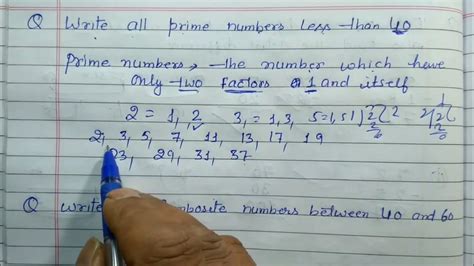 Write All Prime Numbers Less Than 40 Composite Number Between 40 To