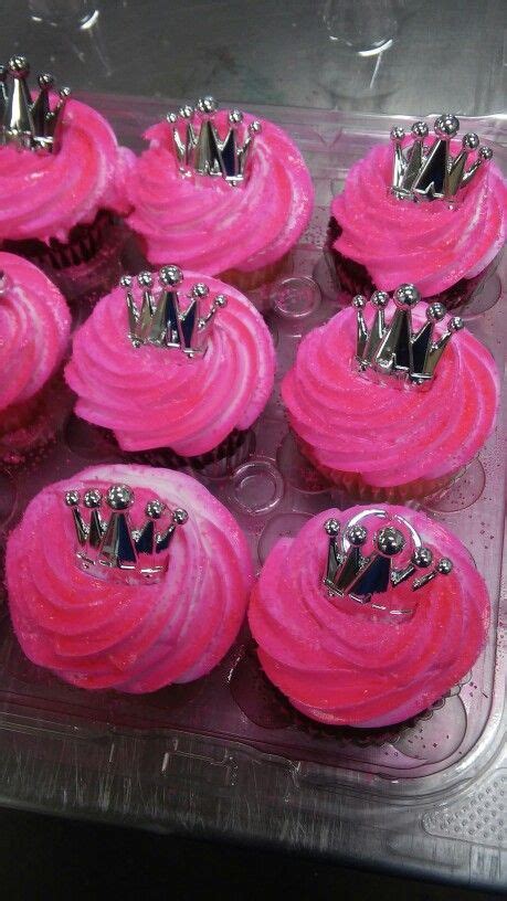 Hot Pink Cupcakes With Princess Rings Hot Pink Cupcakes Pink Cake Pink Birthday Birthday Cake