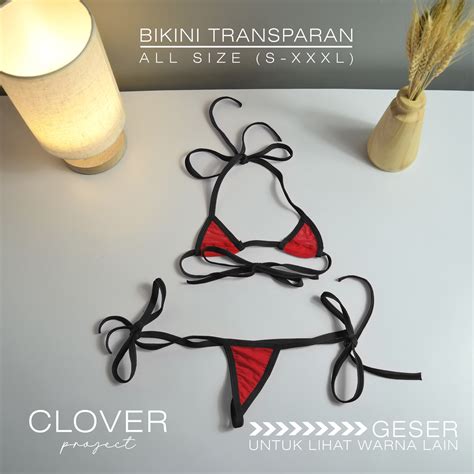 Jual Micro Bikini Transparan Lingerie Transparan Thong G String Bra Set