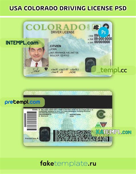 Usa Colorado Driving License Psd Download Template Version 2