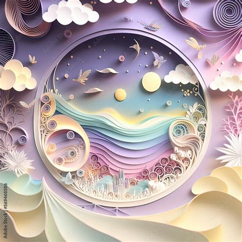 Illustration Of A Magical Futuristic Paper Quilling Art Stock Illustration Adobe Stock