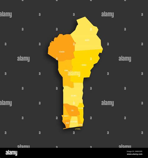 Benin Political Map Of Administrative Divisions Departments Yellow