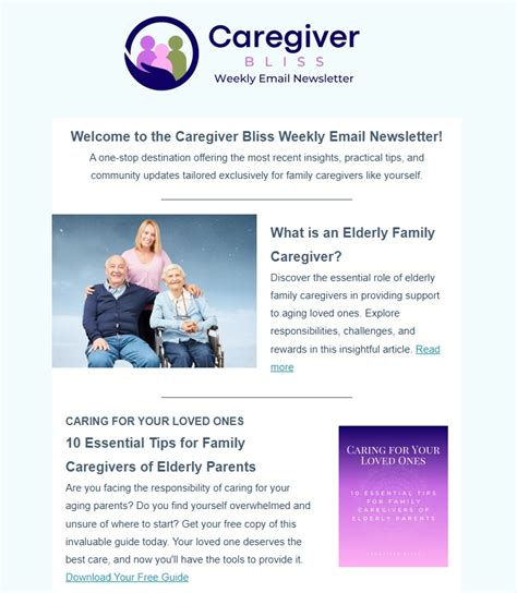 Caregiver Bliss Weekly Email Newsletter