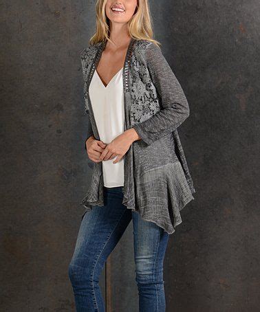 Look At This Zulilyfind Gray Lace Accent Open Cardigan Zulilyfinds