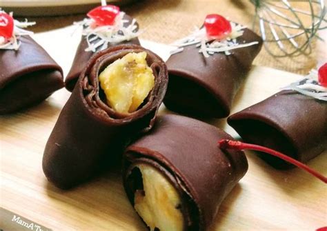 Resep Dadar Gulung Pisang Coklat No Lengket Mulus Oleh Heny