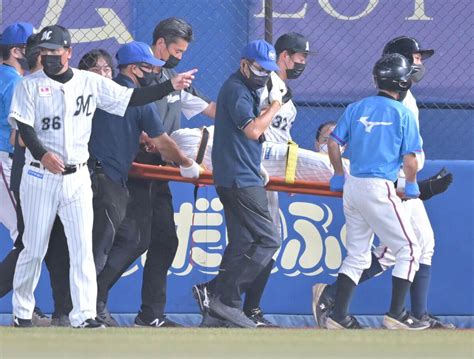 【ロッテ】福田秀平が右翼フェンスに激突しながら好捕も担架で運ばれ交代 スポーツ報知