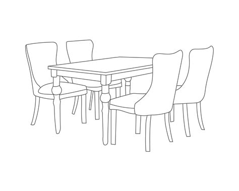 Restaurant Furniture Hand Drawn Outline Modern Wooden Chairs With