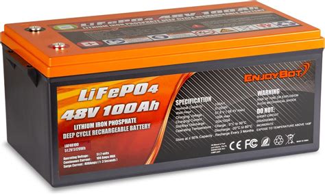 Enjoybot 48v 100ah Lifepo4 Lithium Battery Built In 100a Bms Low Temperature Cut