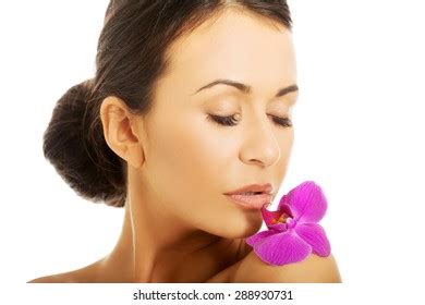 Naked Woman Purple Orchid Petal On Stock Photo 247102981 Shutterstock