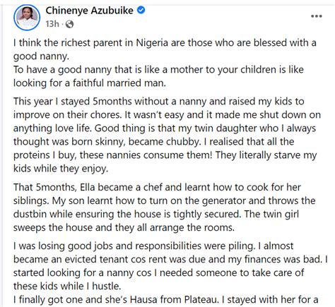 Nigerian Lady Narrates How Her Nanny Quit Her Job Because She Is Horny And Cant Go Out To Have Sex