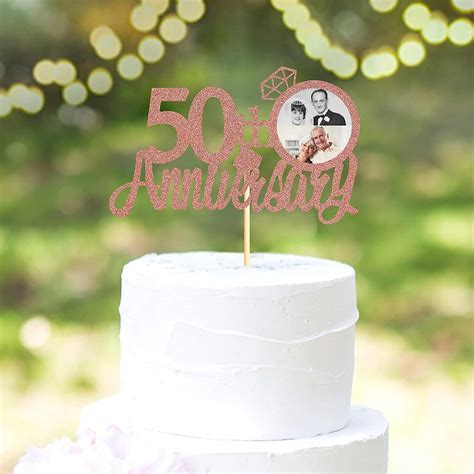 Buy Sumerk 50th Anniversary Cake Topper 13PCS Rose Gold Glitter Cake