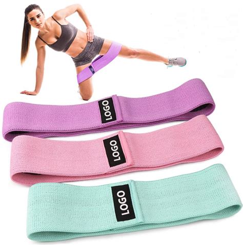 Set Of 3 Exercise Stretch Hip Circle Fabric Bands With Mesh Bag Fabric