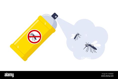 Spraying insecticide on mosquitoes. Pest control. Aerosol for bug bite prevention. Vector ...