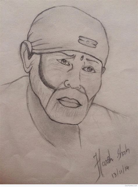 Pencil Sketch Of Sai Baba - Desi Painters