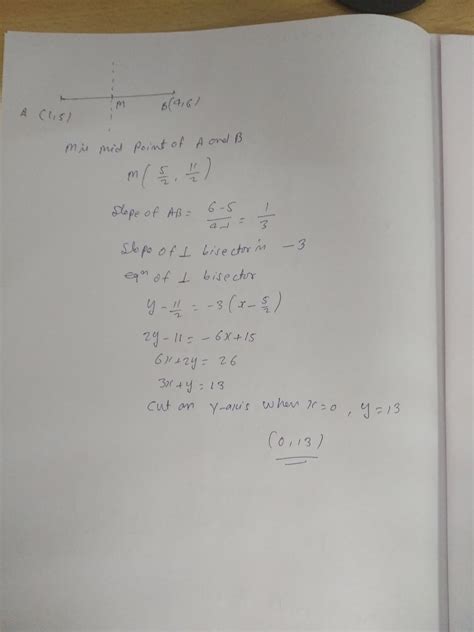 14 The Perpendicular Bisector Of The Line Segment Joining The Points A 1 5 Andn B