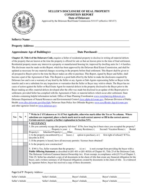 2017 2022 Form DE Seller S Disclosure Of Real Property Condition Report