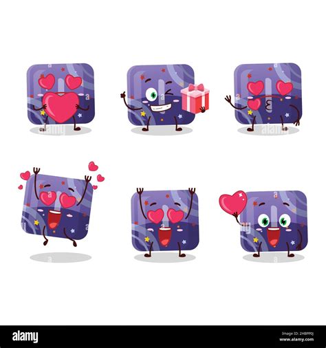 Purple Gummy Candy I Cartoon Character With Love Cute Emoticon Vector