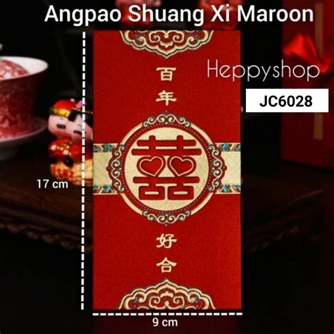 Jual Angpao Shuang Xi Panjang Maroon Angpao Wedding Shopee Indonesia