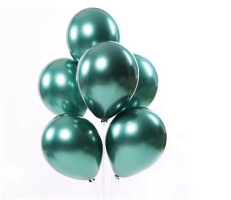 Balão Metalizado 25 Unidades N 9 Cromado Platinado Prateado Cores Verde