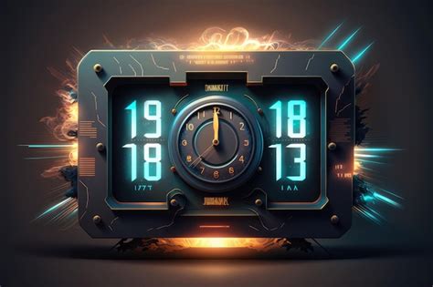 Fascinante pantalla de reloj digital con una fuente cósmica y futurista