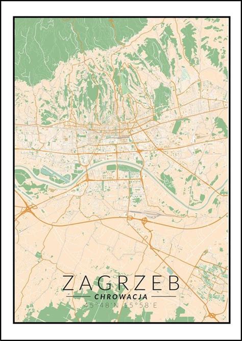 Galeria Plakatu Plakat Zagrzeb Mapa Kolorowa 40x60 Cm Galeria