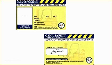 Forklift Certification Wallet Card Template Free