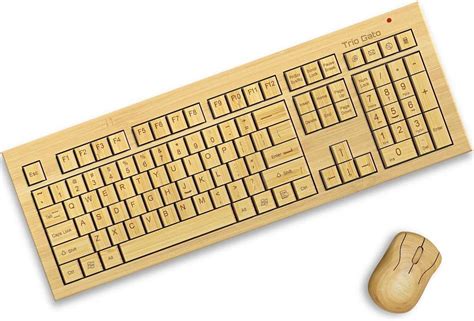 Wireless Bamboo Keyboard And Mouse Natural Handmade Eco Friendly