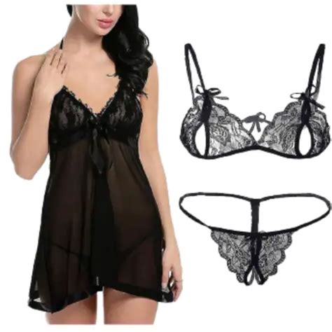 Buy Fashion Bones Babydoll Nightwear Lace Bra Panty Lingerie Set For Women Hot Sexy Baby