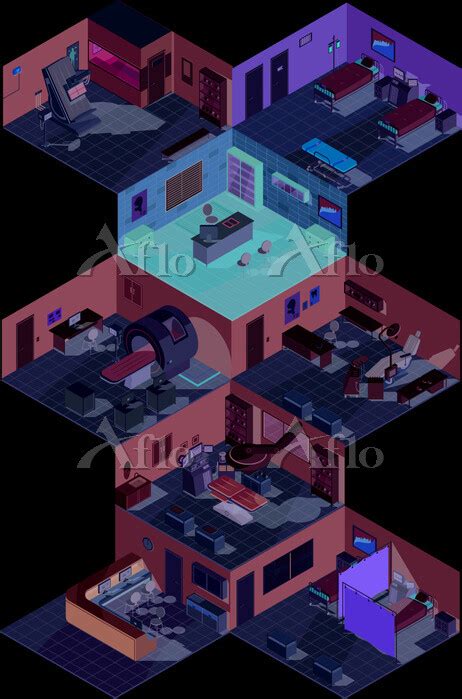 Hospital Indoors Isometric Design Concept Hospital Indoors