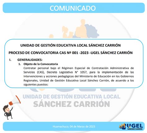 Proceso De Convocatoria Cas N Ugel S Nchez Carri N Ugel