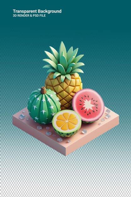 Premium PSD PSD 3d Illustration Pineapple Isolated On Transparent