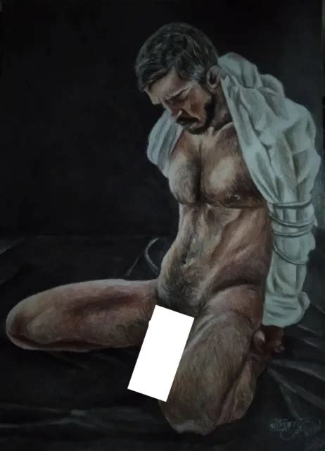 DRAWING NUDE MEN Gay Fine Art Nude Nude Color Pencil Art 30x20cm