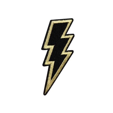 Reverse Blackgold Lightning Bolt Embroidered Patch Etsy