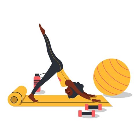 Premium Vector African American Woman Doing Yoga Exercises