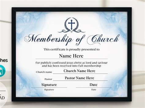 Church Membership Certificate, Printable Certificate of Membership, PDF ...