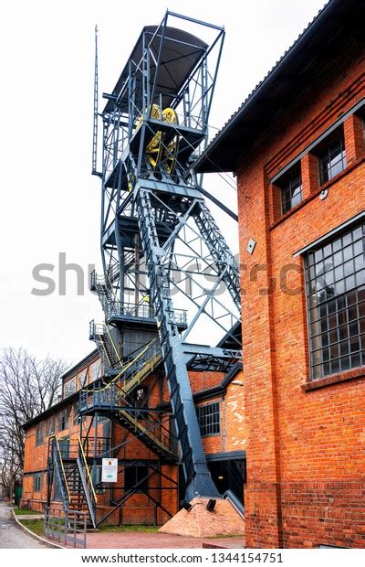 Old Disused Mine Shaft Headgear Pulley Stock Photo 1344154751