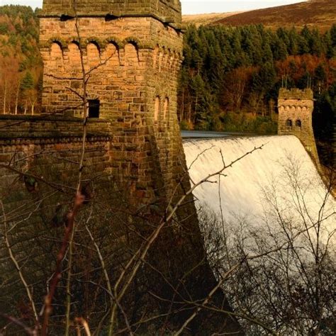 Ladybower Reservoir Overflowing The Dam Wall Near Upper Derwent Valley