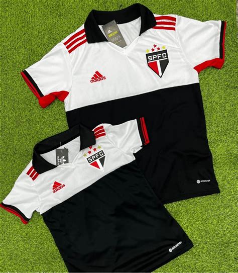 Kit Casal Camisa Do São Paulo Uniforme 3 Roupa Esportiva Masculino