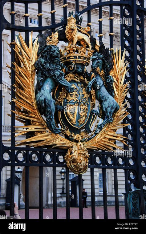 Royal Coat Of Arms At The Main Gate At Buckingham Palace In London