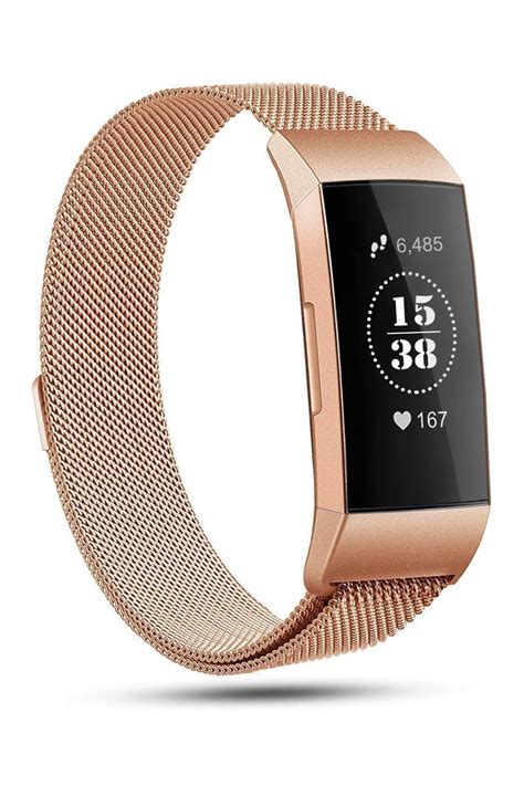 The Posh Tech Large Stainless Steel Band For Fitbit Charge 3 Rose Gold Nordstromrack