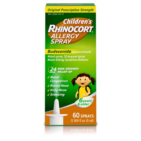 Children's Rhinocort Allergy Nasal Spray, 24 Hour Relief, 60 Spray ...