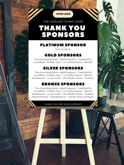 event sponsor signage editable canva template  sign digital