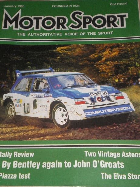 Tilleys Vintage Magazines MOTOR SPORT Magazine January 1986 Issue