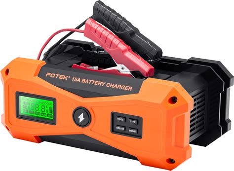 Potek 2a 10a 15a Smart Car Battery Charger Fully Automatic 12v Trickle Charger