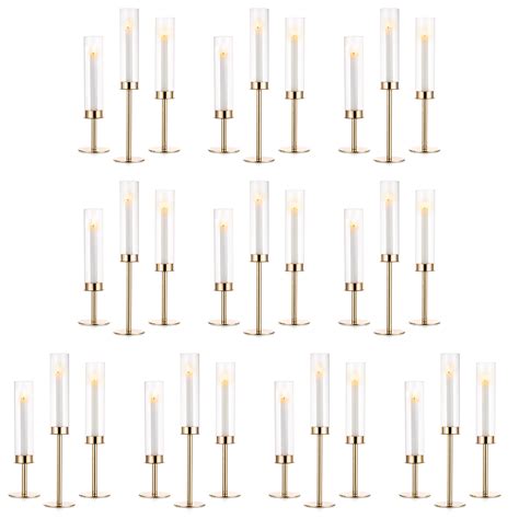 Free Shipping Nuptio Gold Taper Candle Holders With Hurricane Glass Tall Brass Candlestick