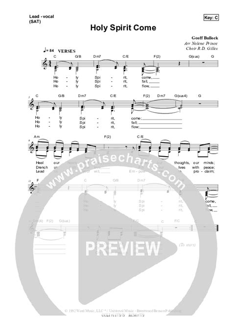 Holy Spirit Come Sheet Music Pdf Dennis Prince Nolene Prince Praisecharts